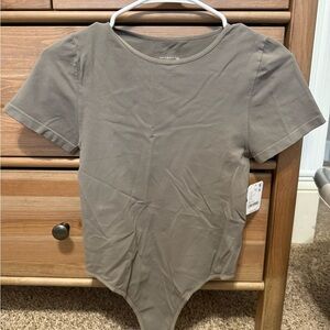 Free People Olive Short Sleeve Bodysuit